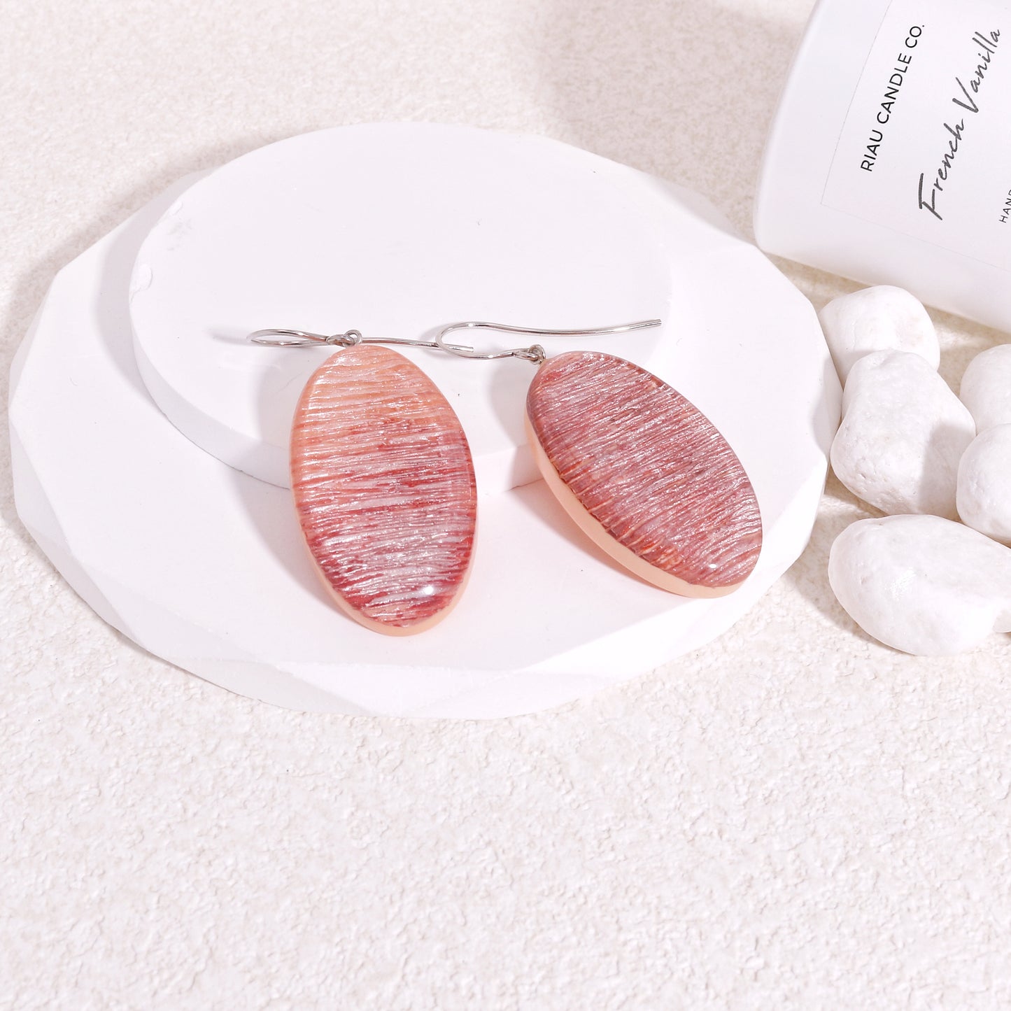 ZSISKA Peach Pink Short Drop Earrings