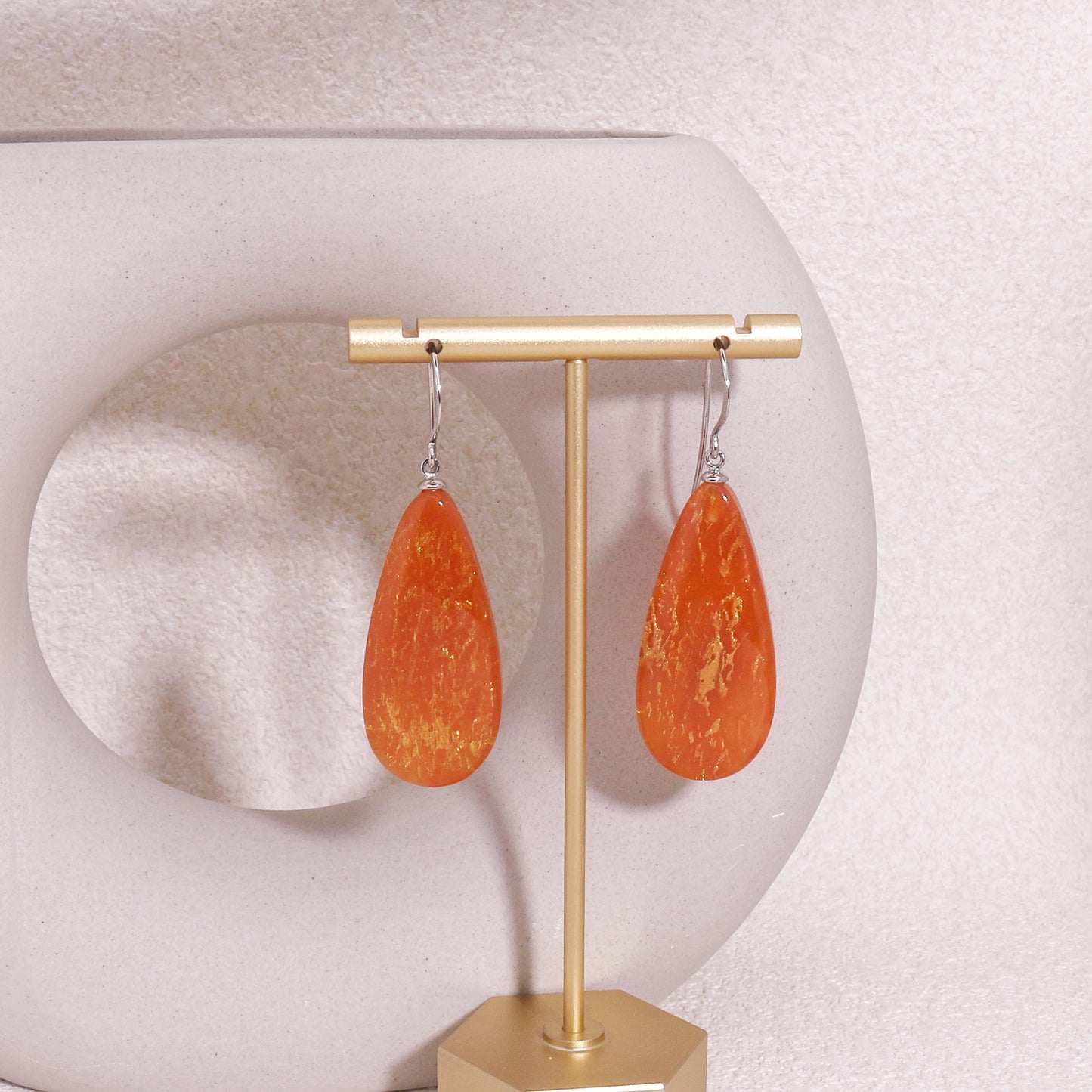 ZSISKA Volcanic Orange and Gold Drop Earrings