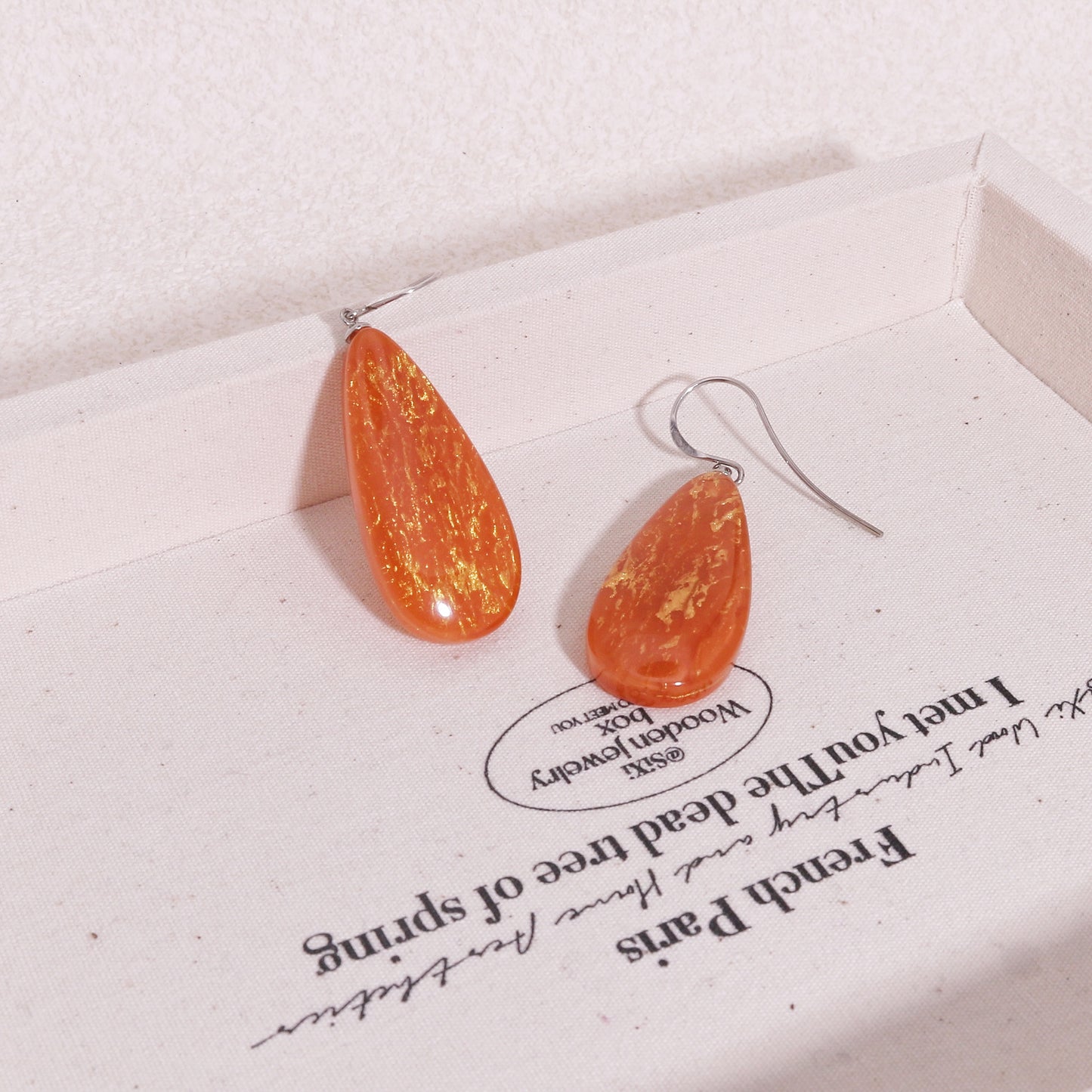 ZSISKA Volcanic Orange and Gold Drop Earrings