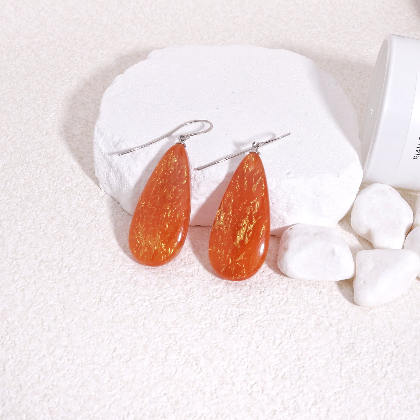 ZSISKA Volcanic Orange and Gold Drop Earrings