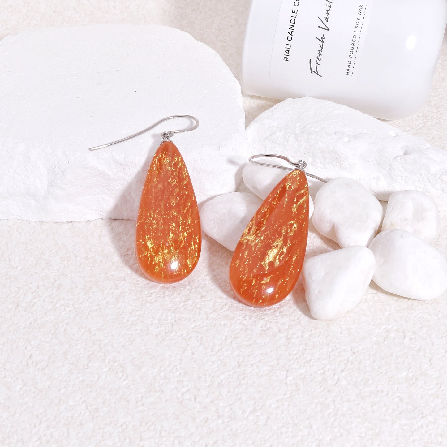 ZSISKA Volcanic Orange and Gold Drop Earrings