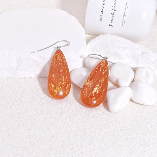 ZSISKA Volcanic Orange and Gold Drop Earrings