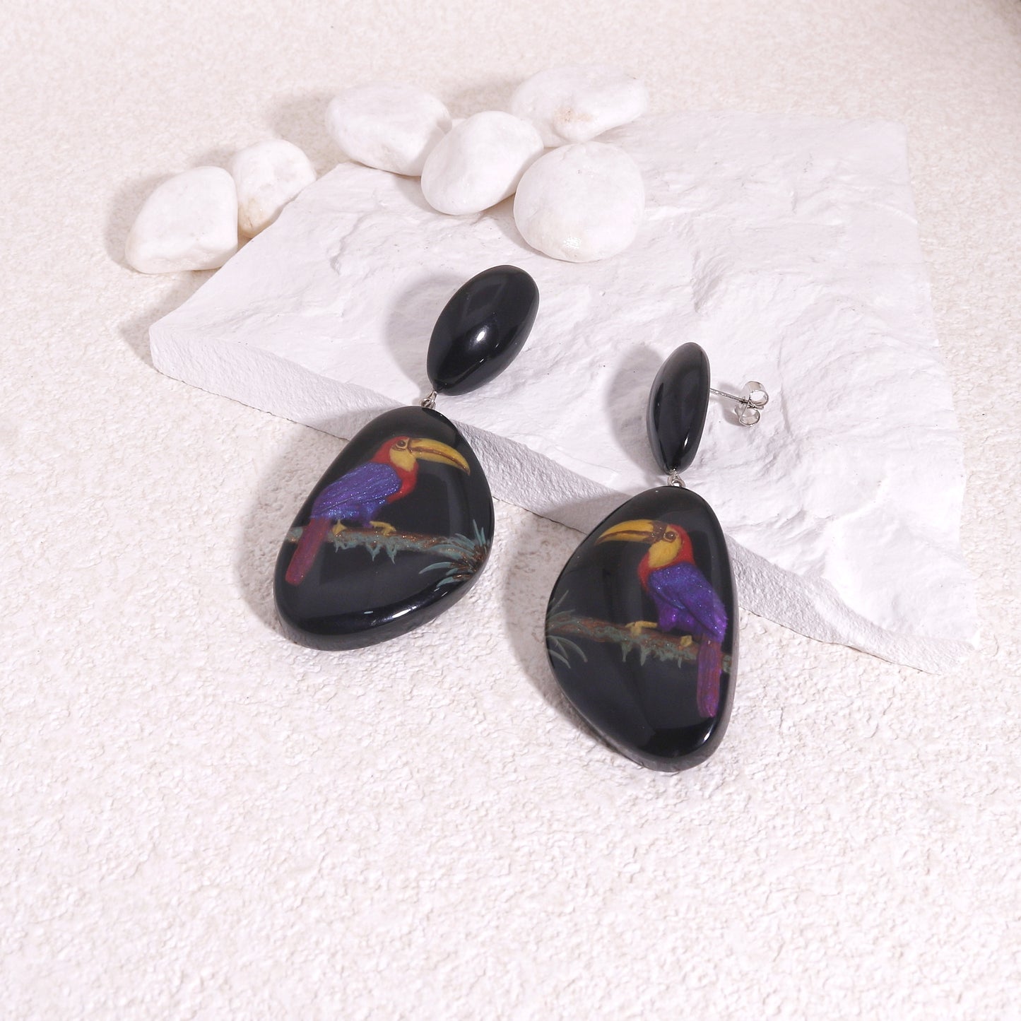 ZSISKA Toucan Black Drop Earrings