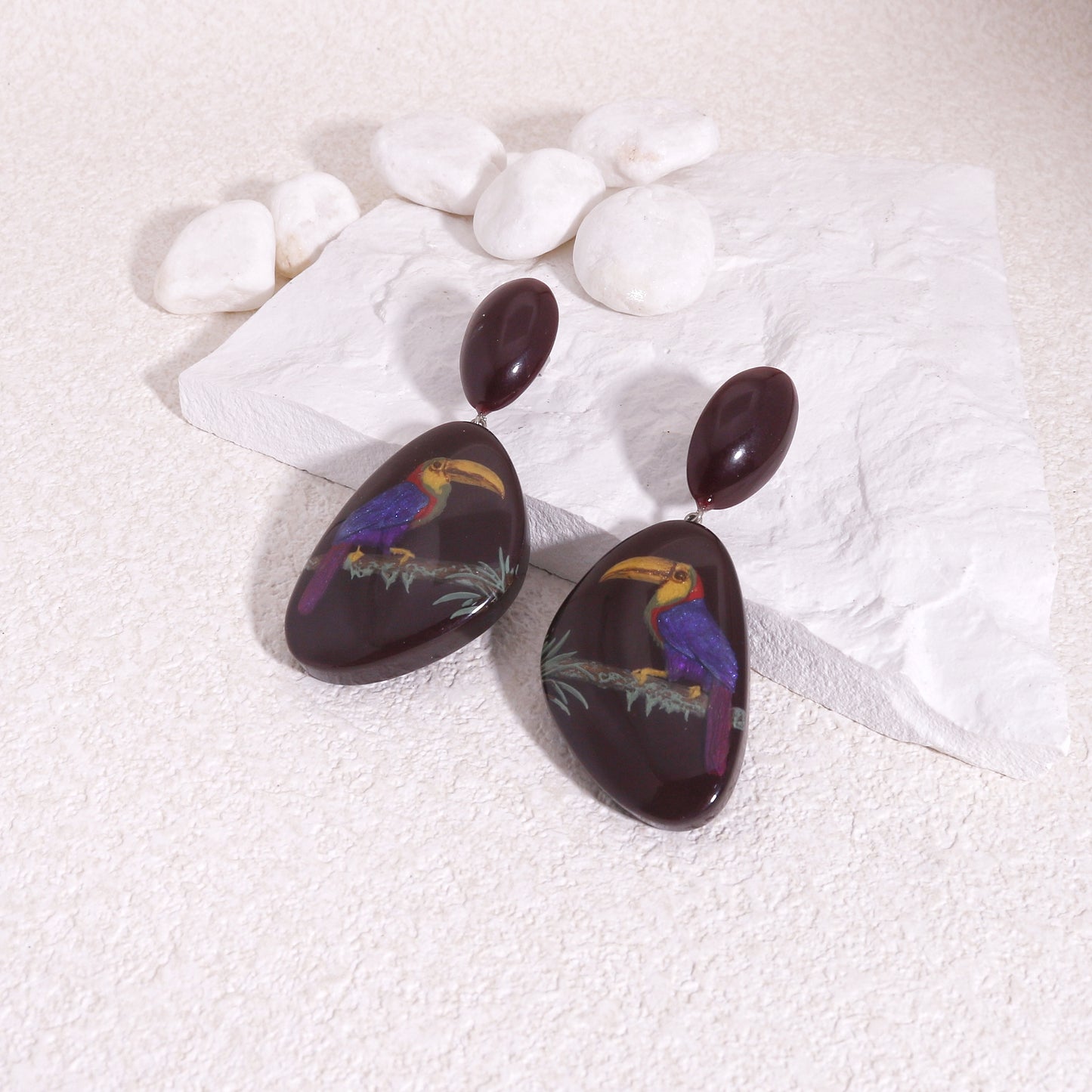 ZSISKA Toucan Brown Drop Earrings