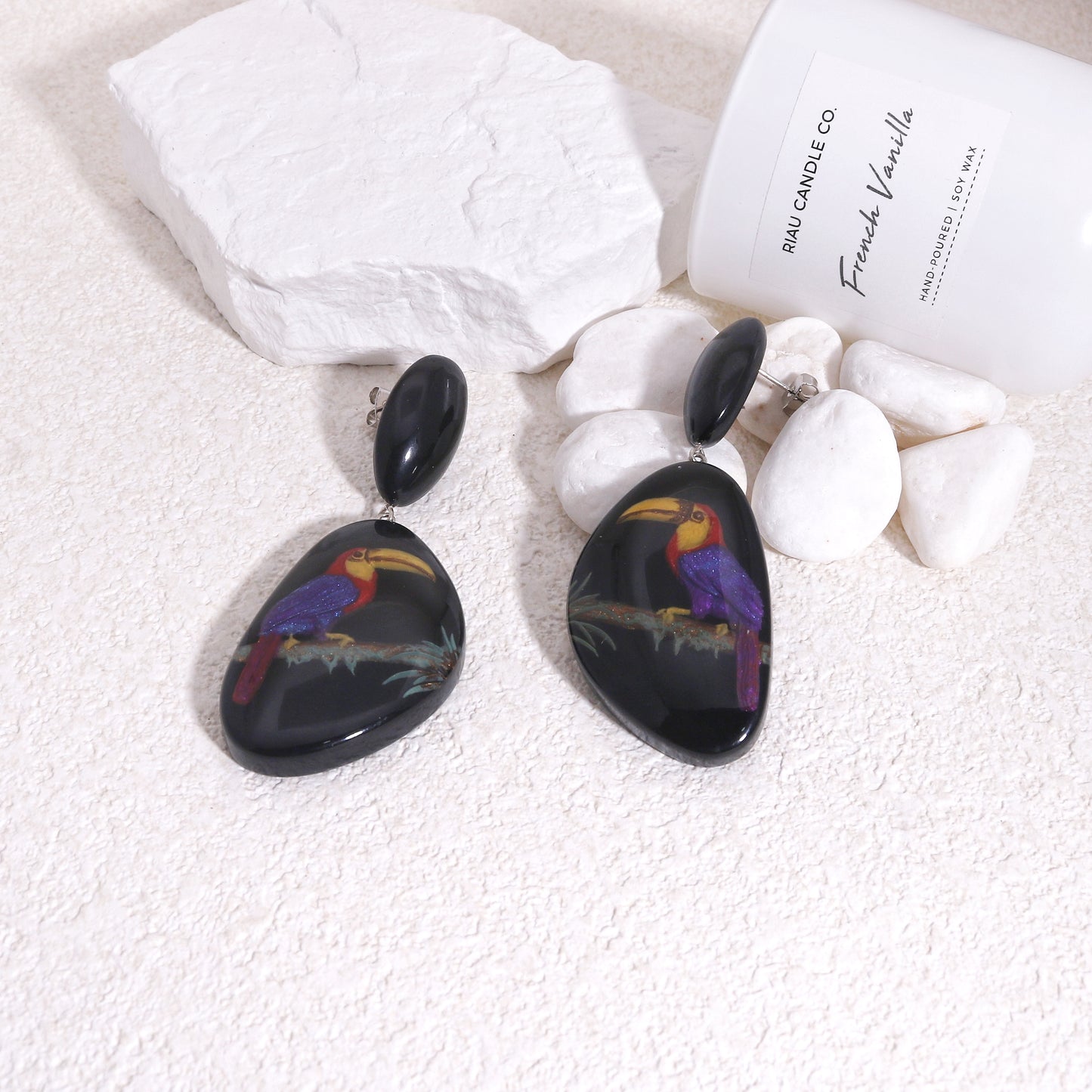 ZSISKA Toucan Black Drop Earrings