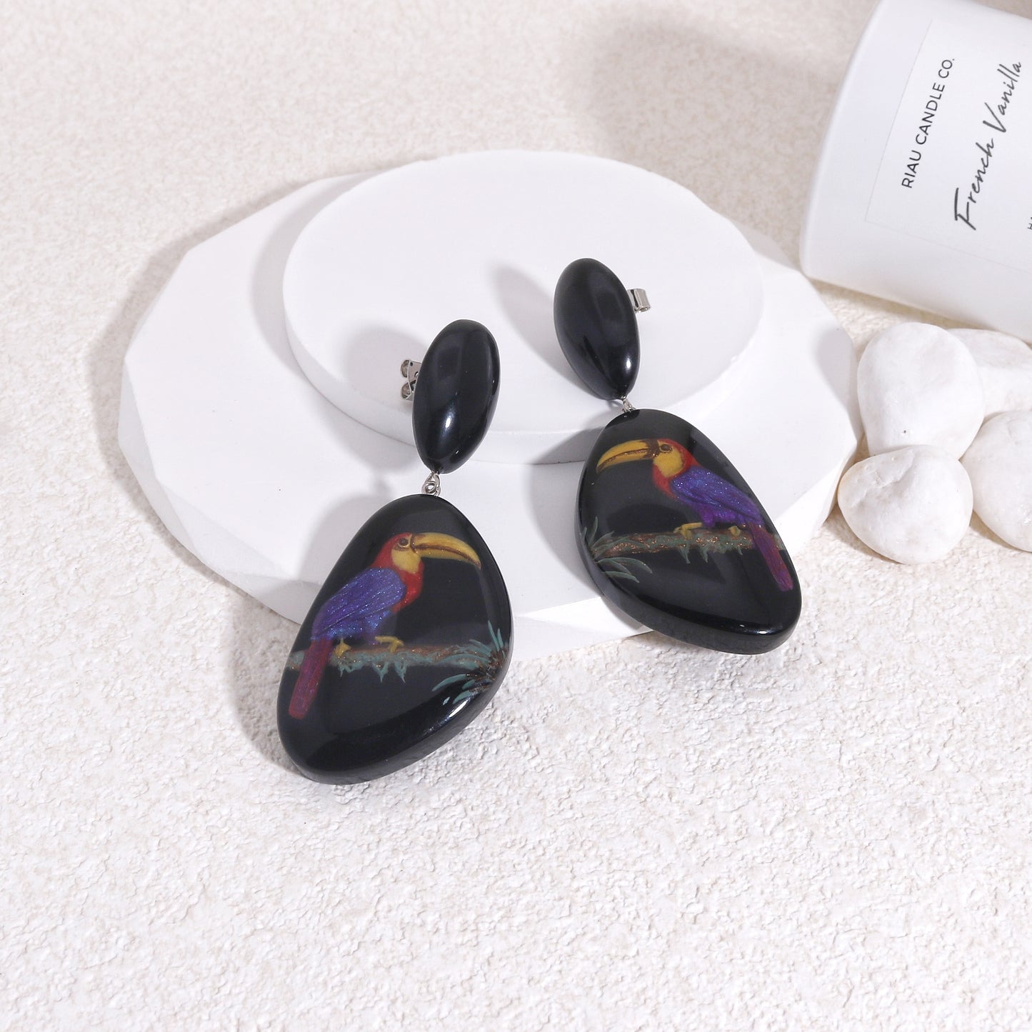 ZSISKA Toucan Black Drop Earrings