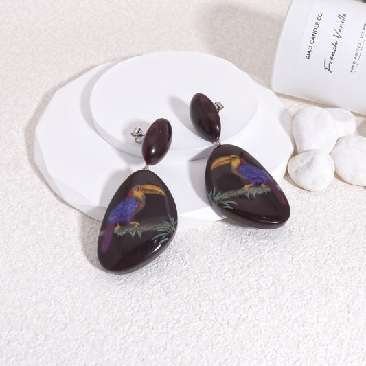 ZSISKA Toucan Brown Drop Earrings
