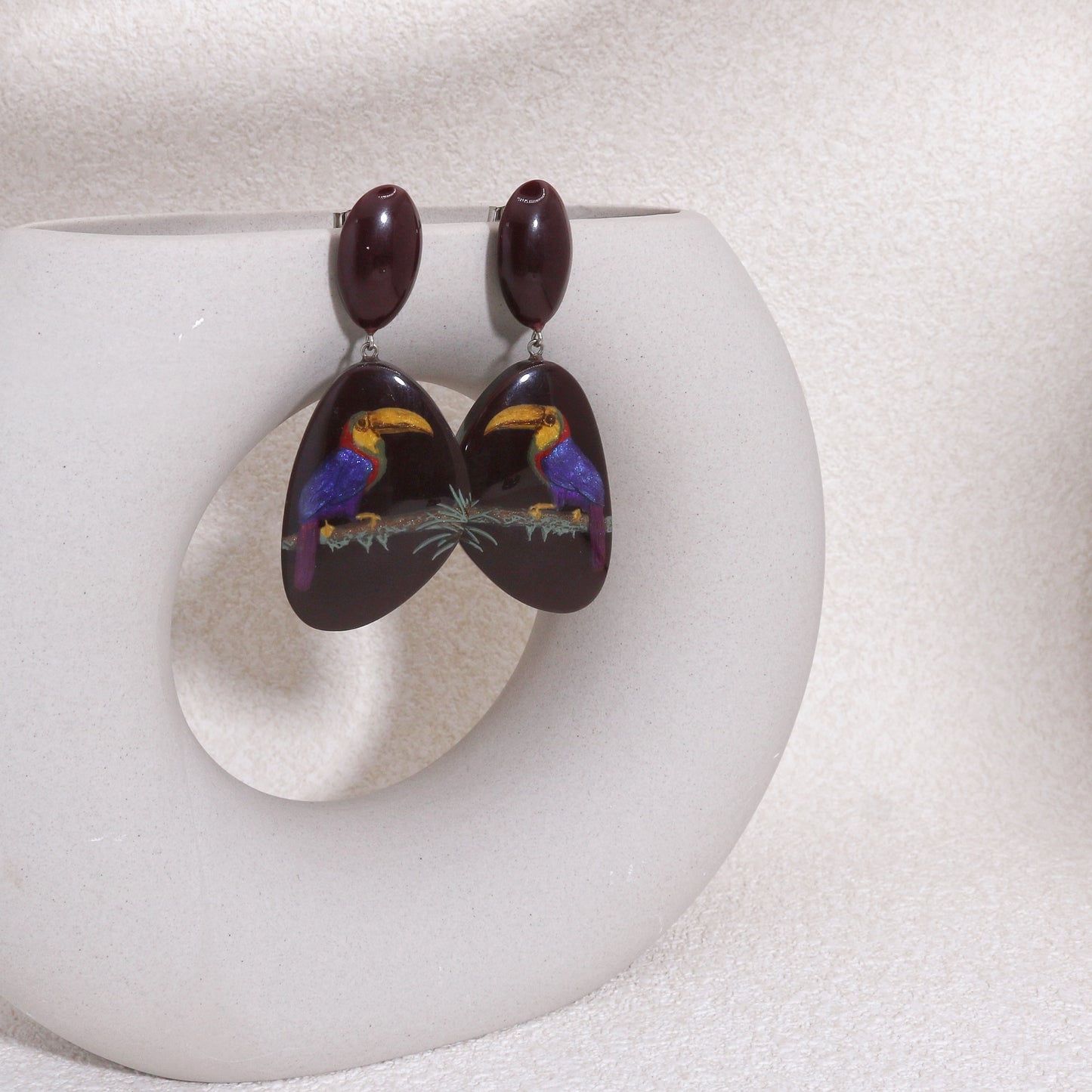 ZSISKA Toucan Brown Drop Earrings