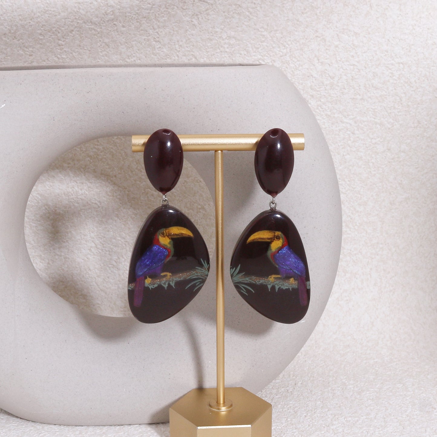ZSISKA Toucan Brown Drop Earrings