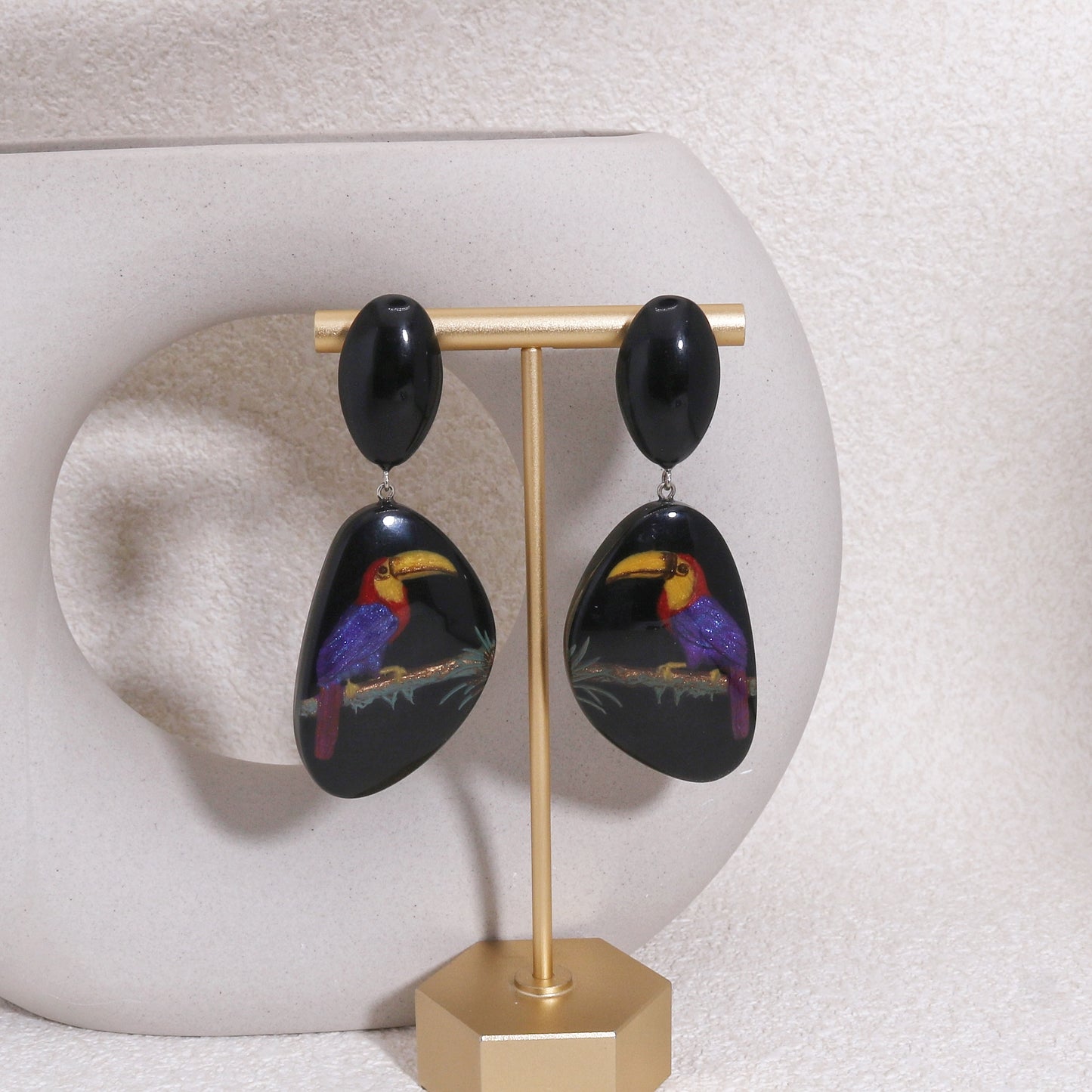 ZSISKA Toucan Black Drop Earrings