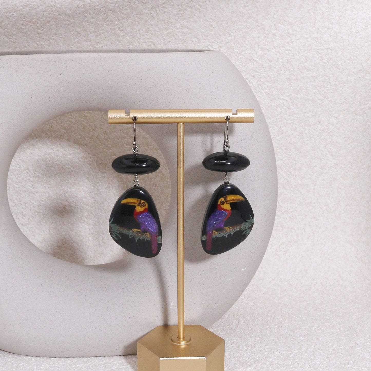 ZSISKA Toucan Black Casual Drop Earrings