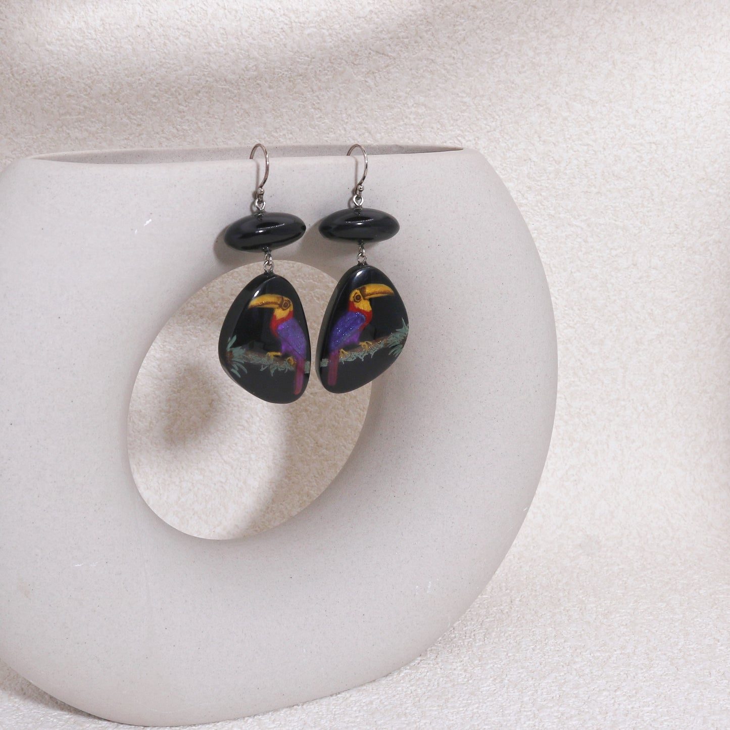 ZSISKA Toucan Black Casual Drop Earrings