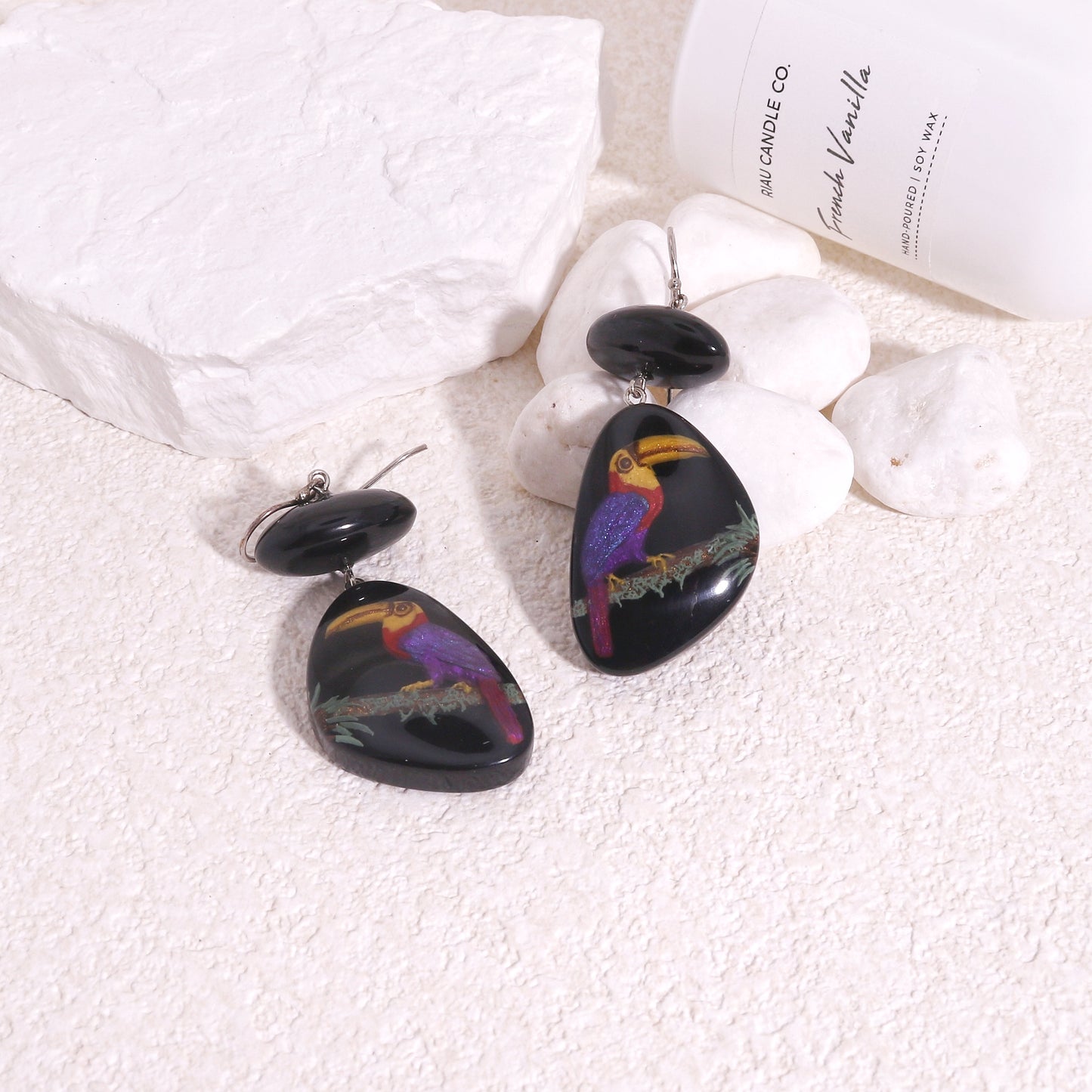ZSISKA Toucan Black Casual Drop Earrings
