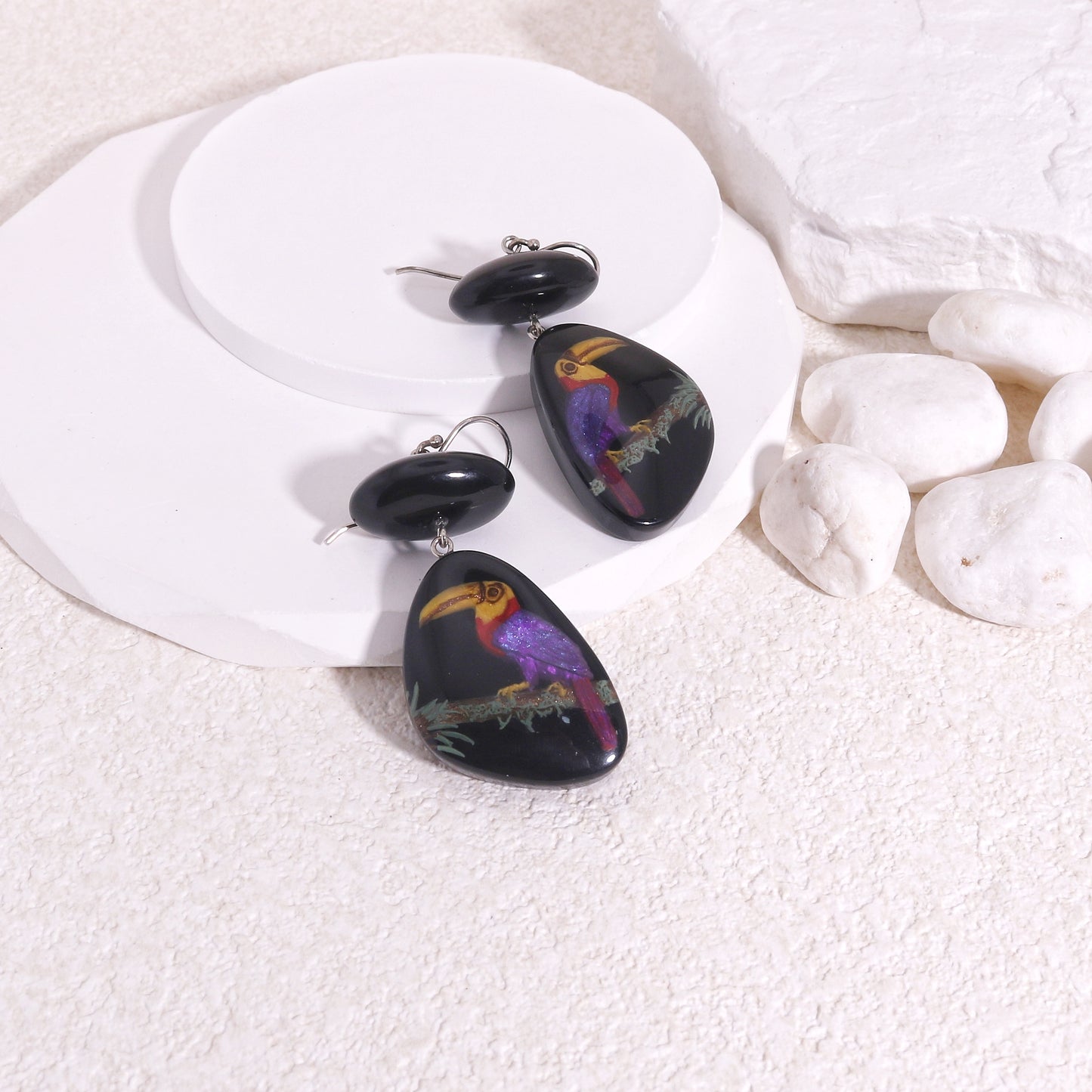 ZSISKA Toucan Black Casual Drop Earrings
