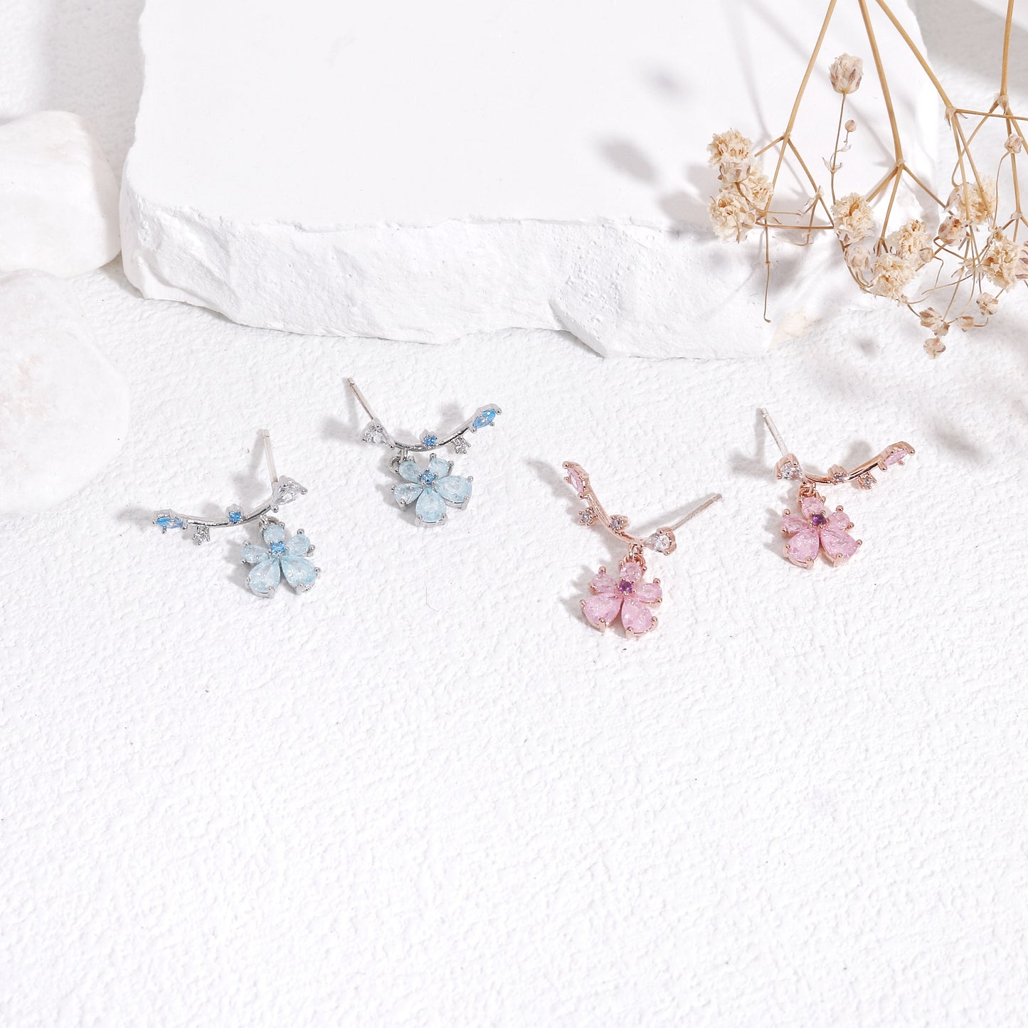 Mileena Delicate Floral Climber Earrings