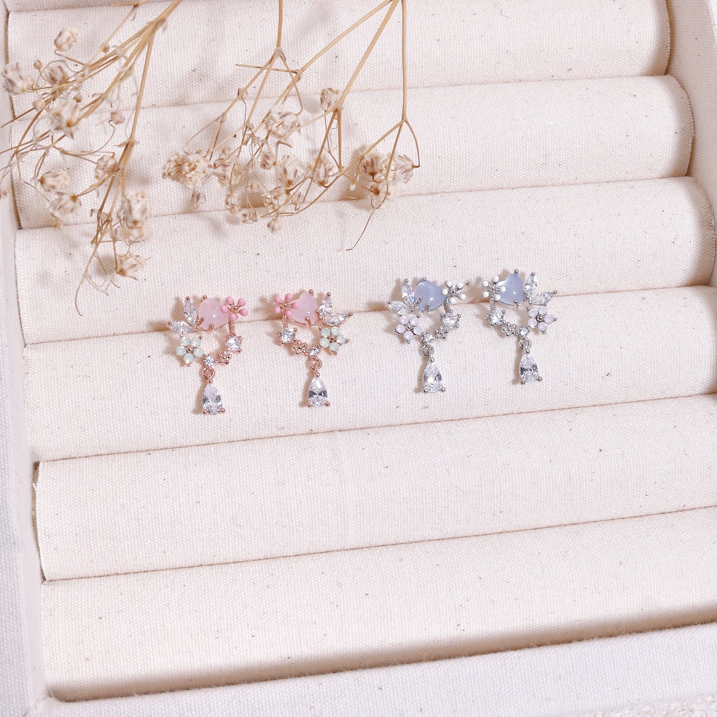 Rose Floral Bouquet Drop Dangle Earrings