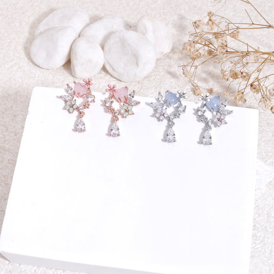 Rose Floral Bouquet Drop Dangle Earrings