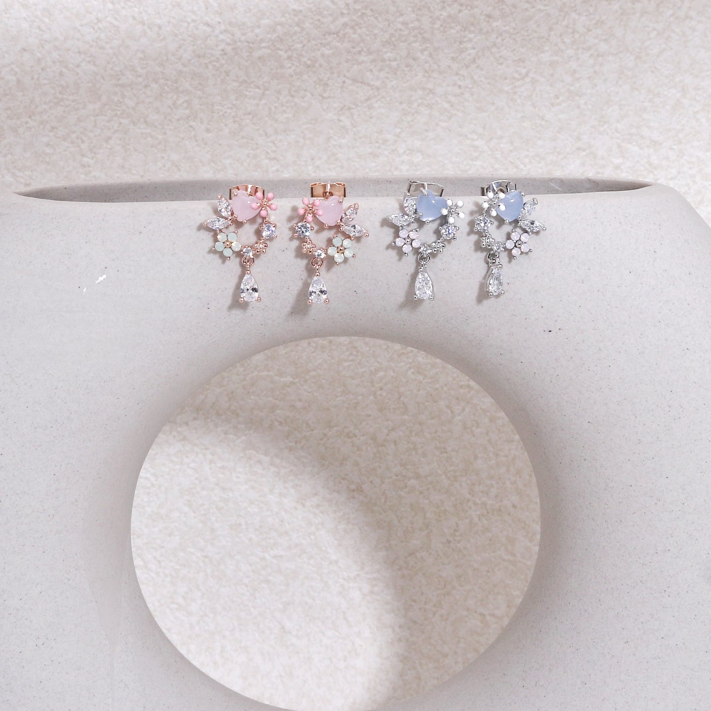 Rose Floral Bouquet Drop Dangle Earrings