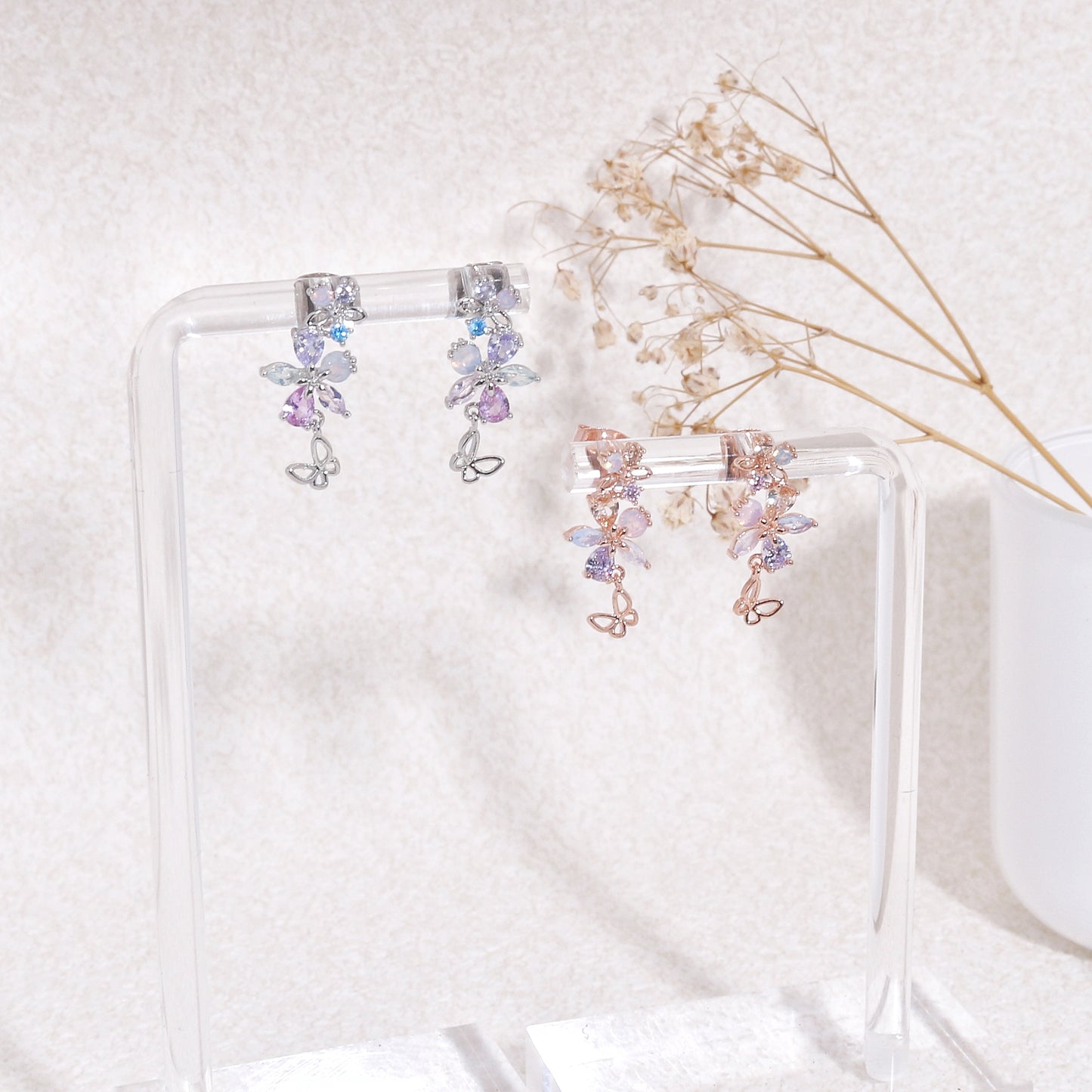 Rose Floral Bouquet Drop Dangle Earrings