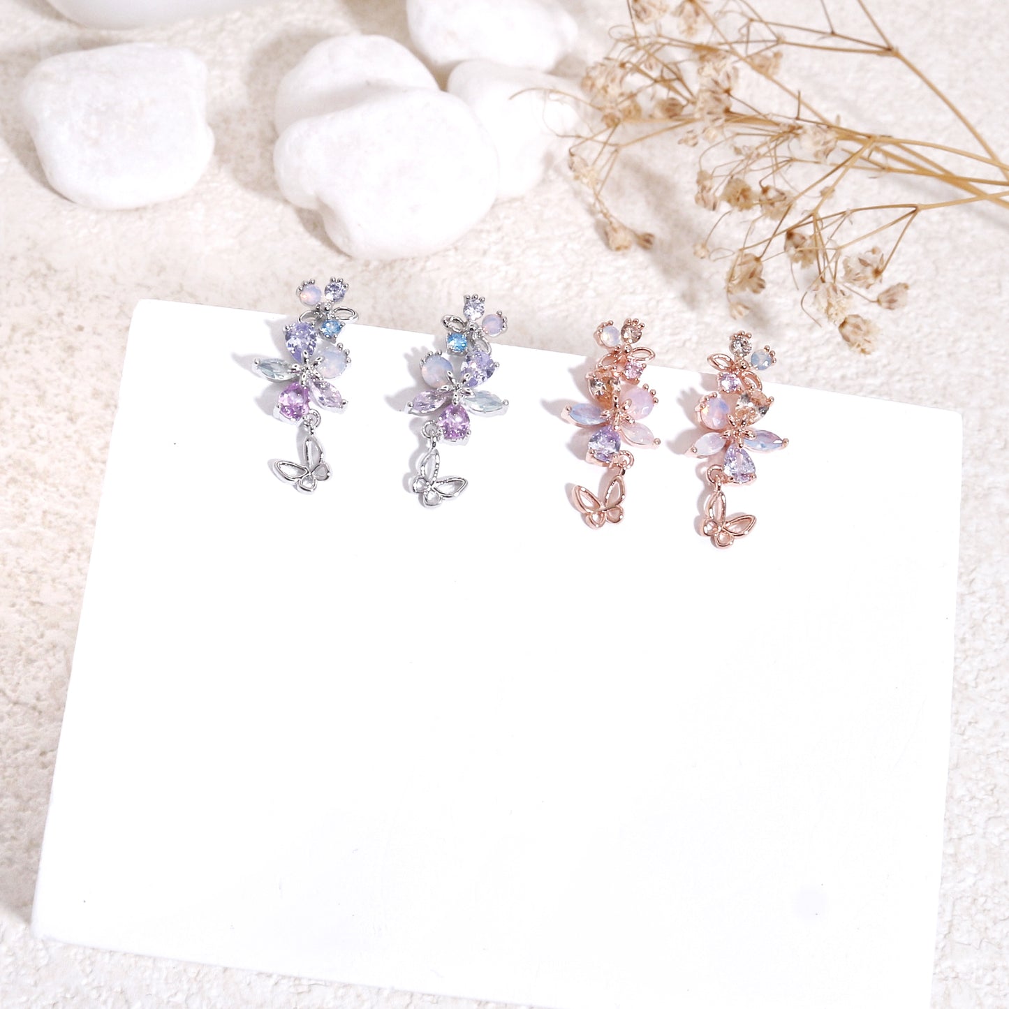 Rose Floral Bouquet Drop Dangle Earrings