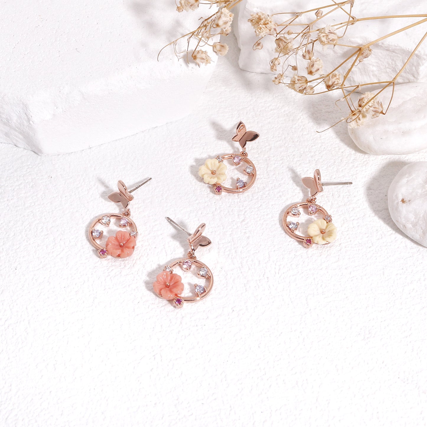 Shanice Delicate Butterfly and Flower Earrings