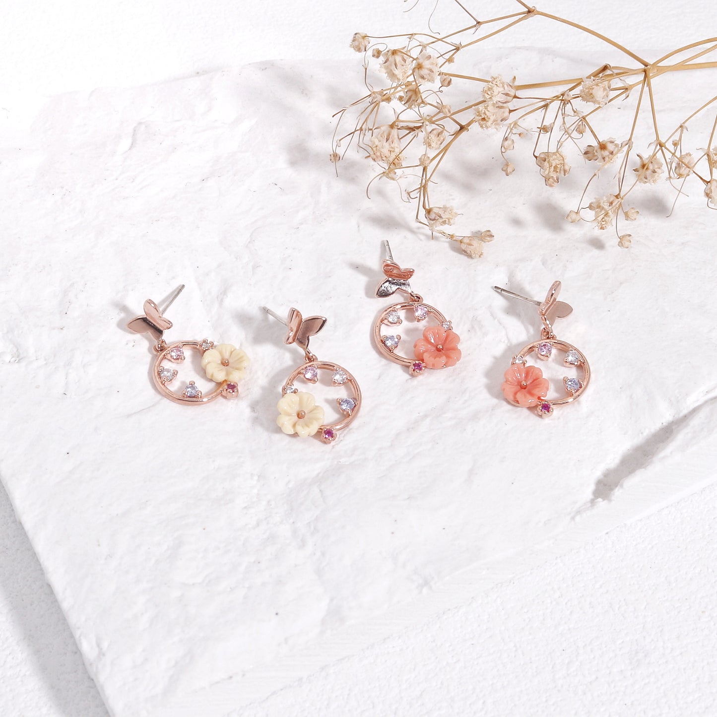 Shanice Delicate Butterfly and Flower Earrings