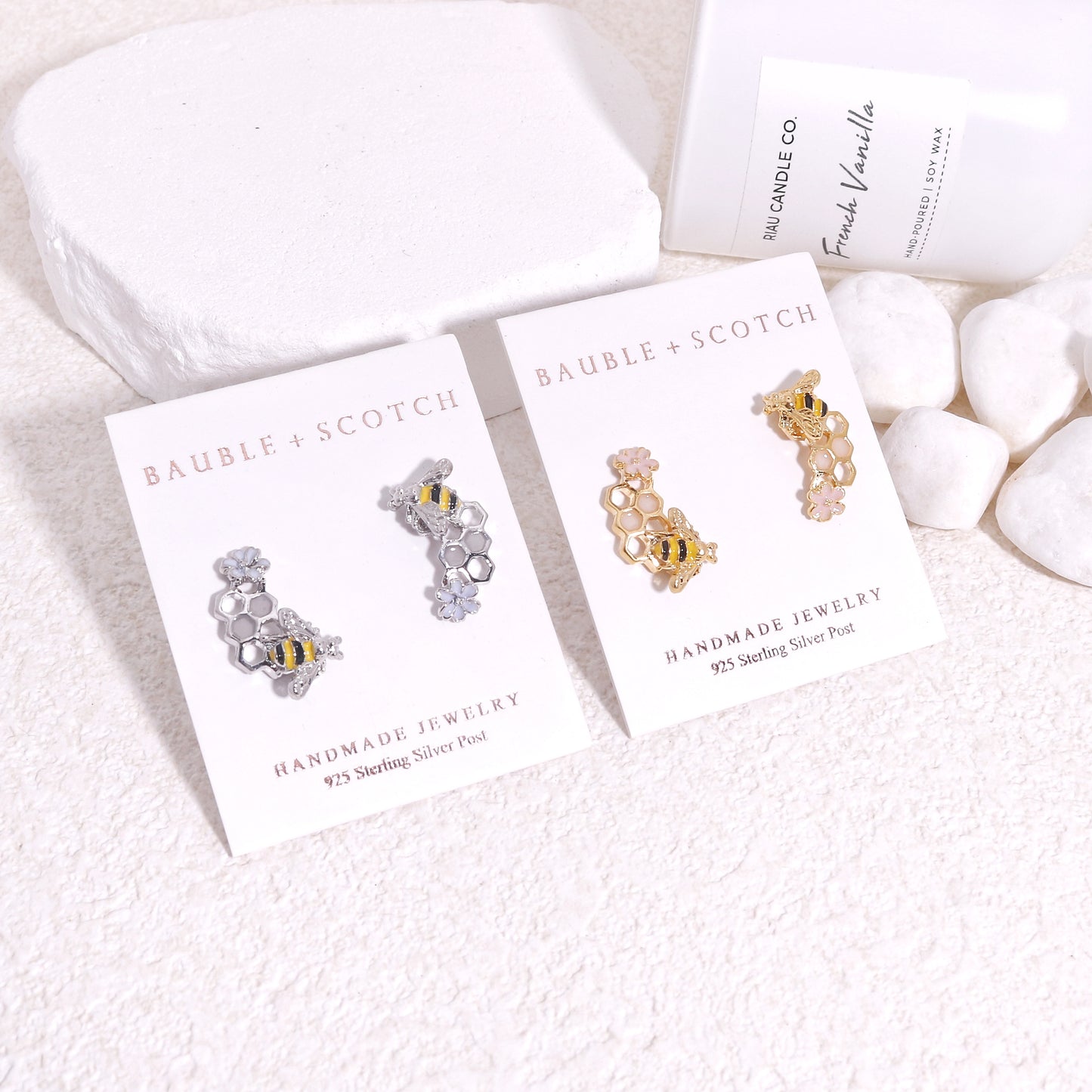 Paulina Honeycomb with Bee Drop Earrings