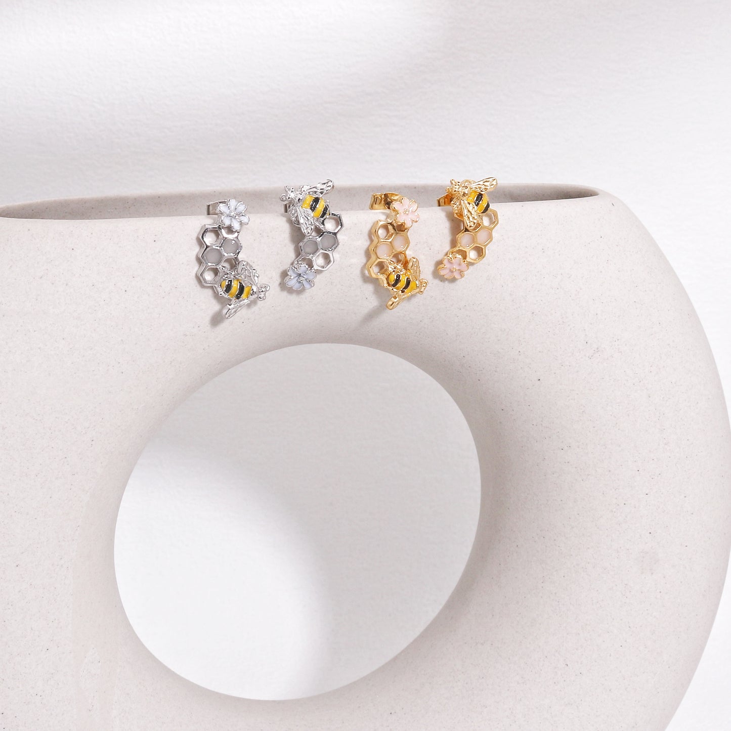 Paulina Honeycomb with Bee Drop Earrings