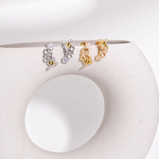 Paulina Honeycomb with Bee Drop Earrings