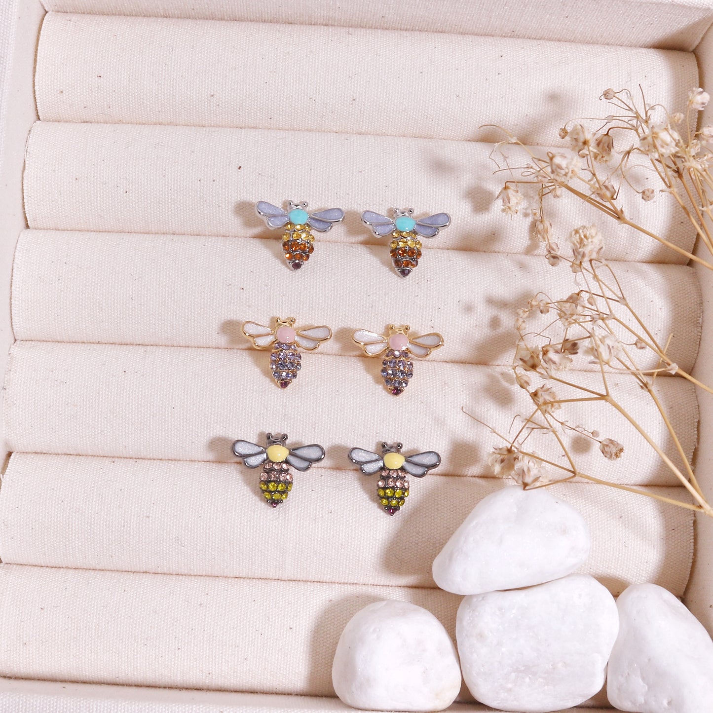 Hilaria Mini CZ Bumble Bee Stud Earrings