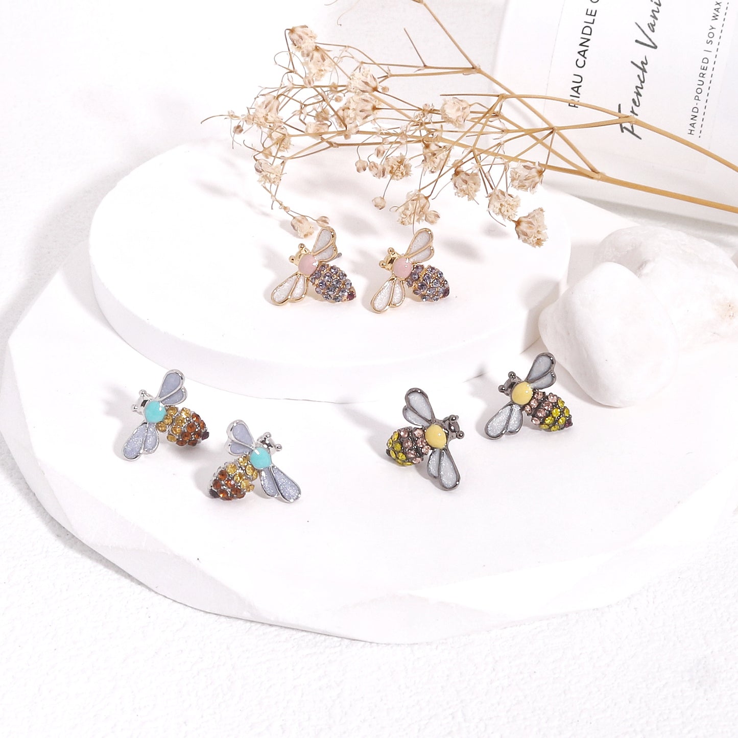 Hilaria Mini CZ Bumble Bee Stud Earrings