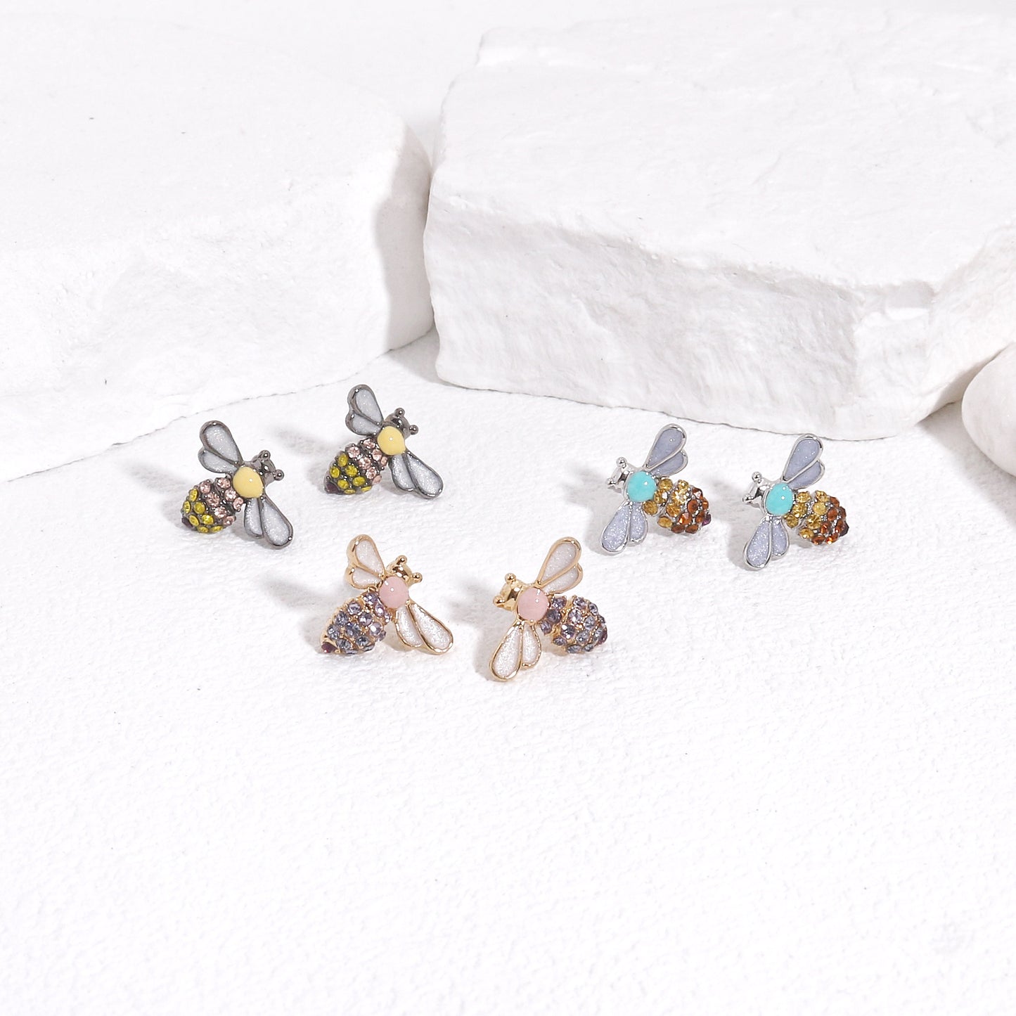 Hilaria Mini CZ Bumble Bee Stud Earrings