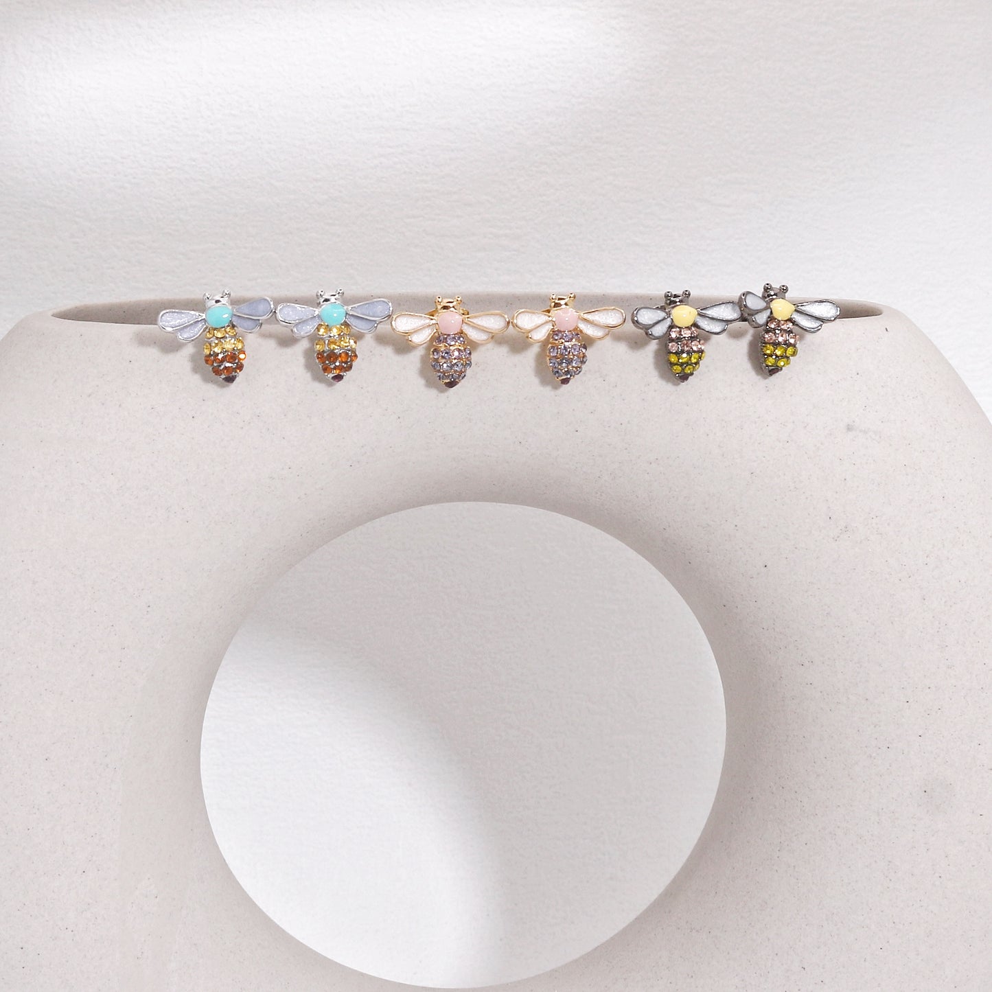 Hilaria Mini CZ Bumble Bee Stud Earrings