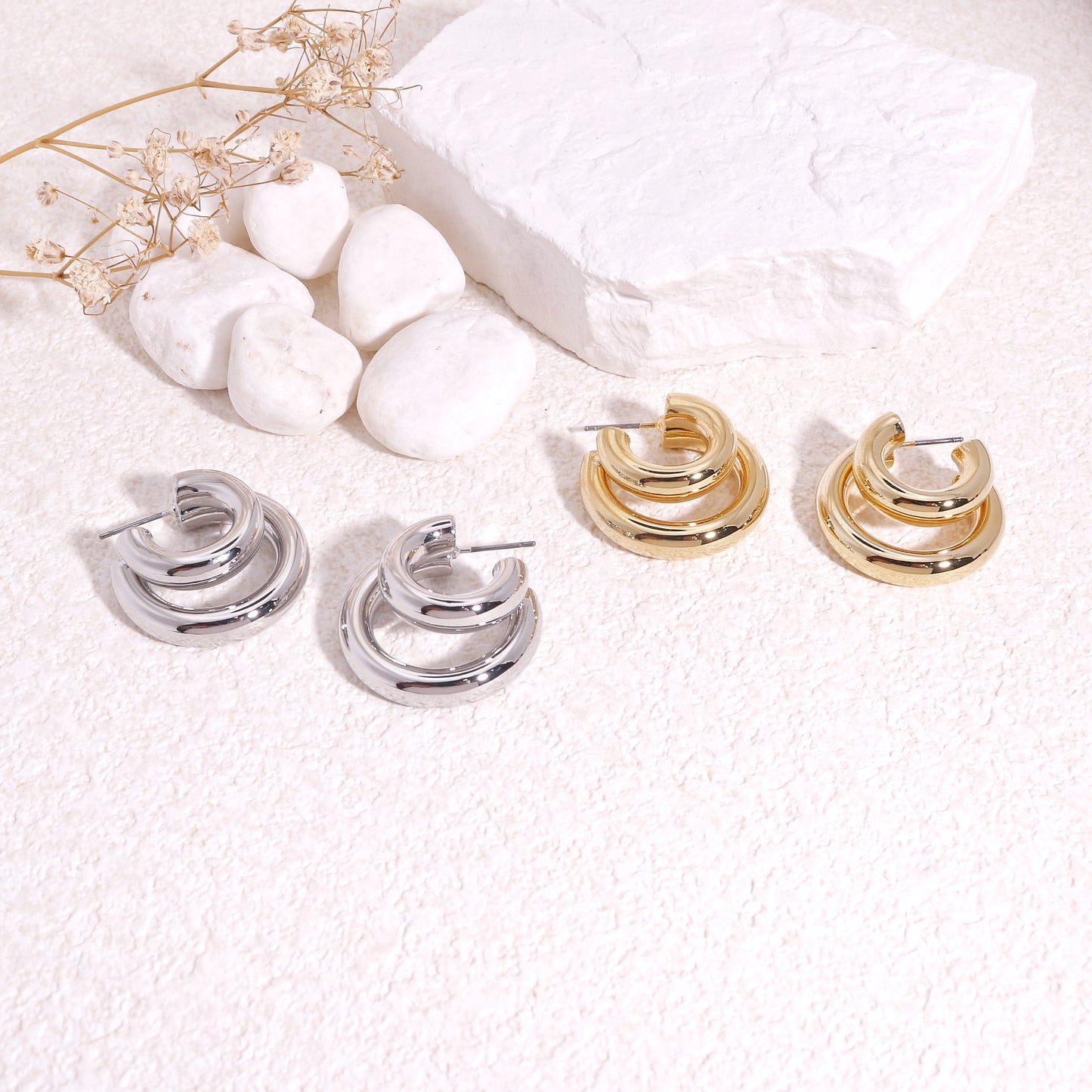 Paulina Modern Statement Tube Hoop Earrings