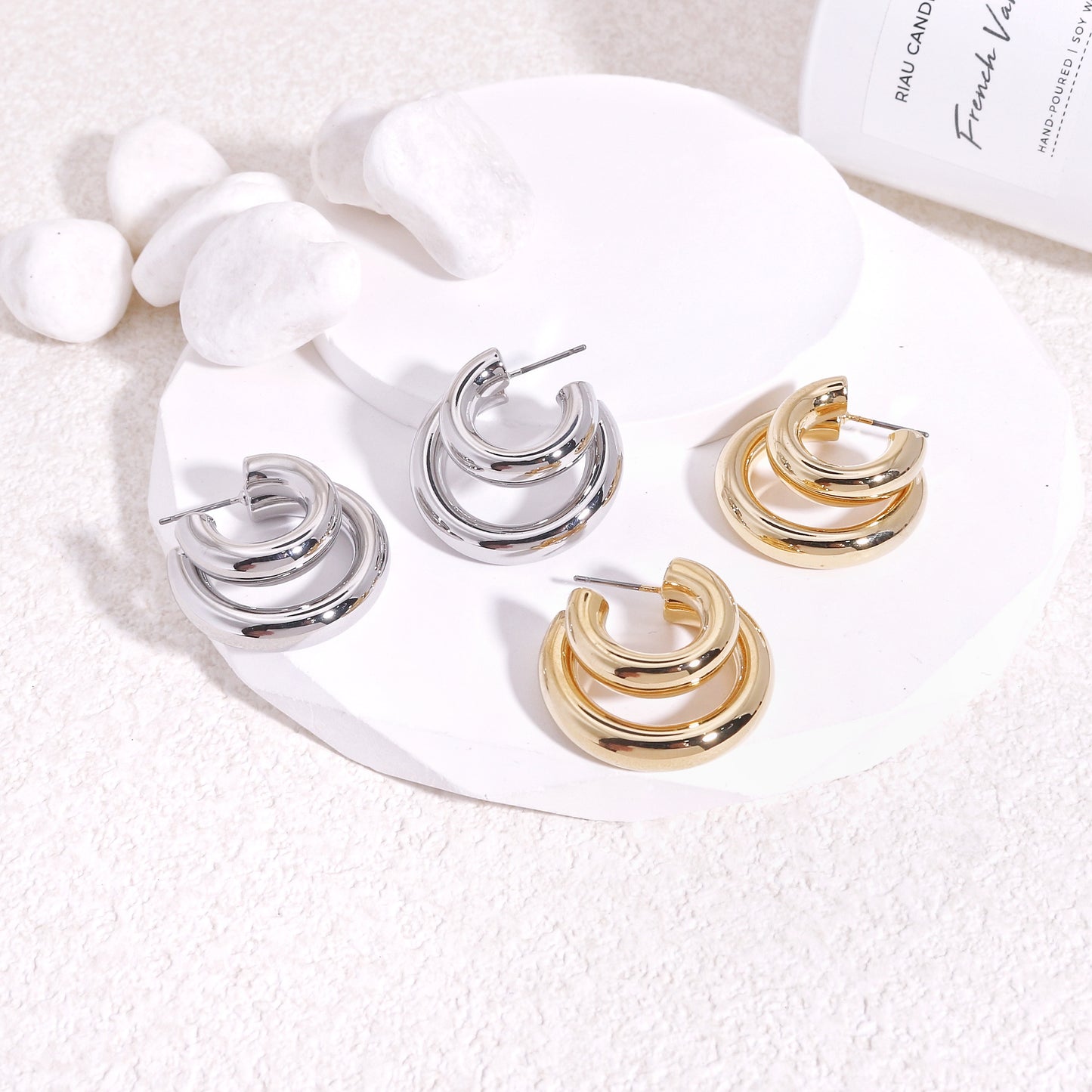 Paulina Modern Statement Tube Hoop Earrings