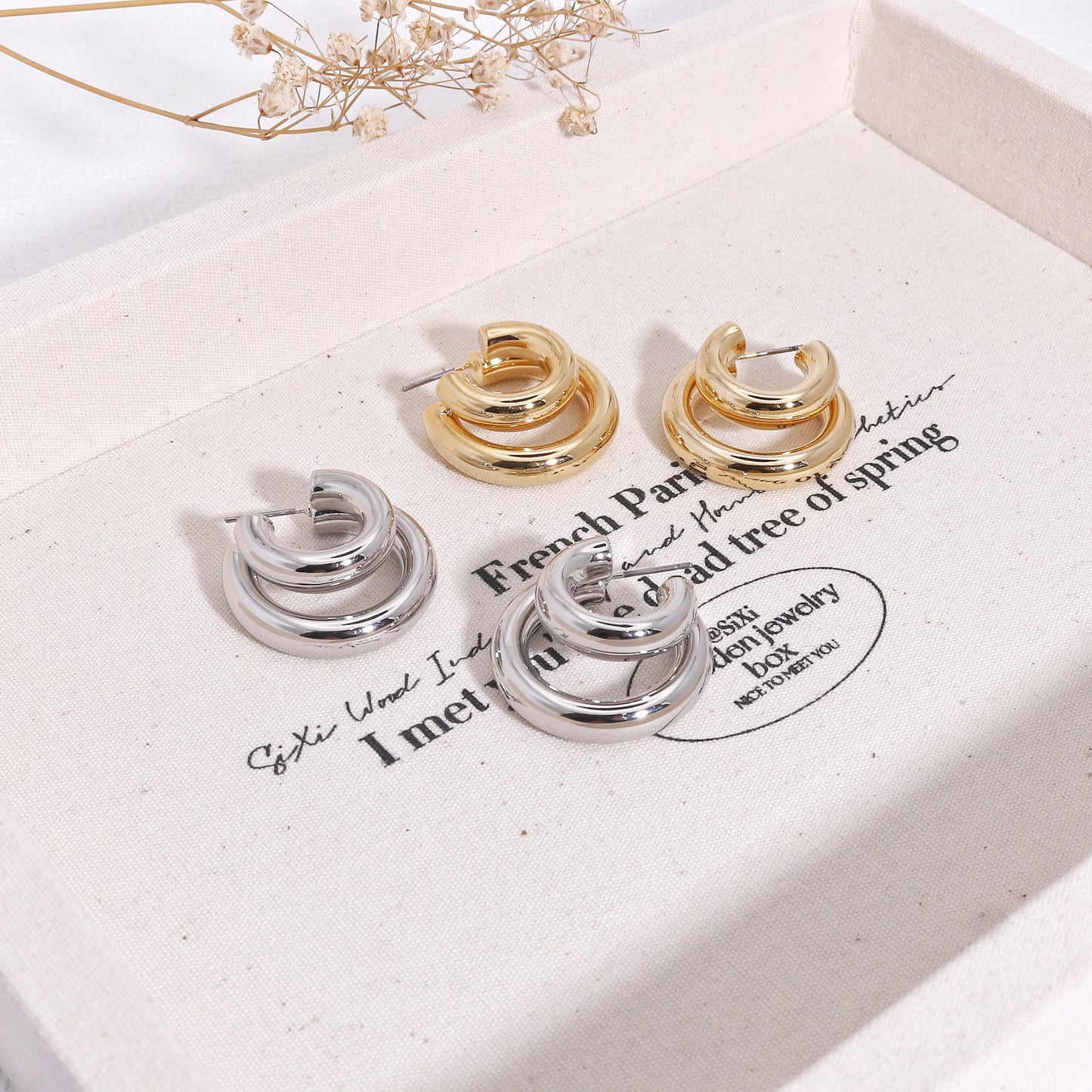 Paulina Modern Statement Tube Hoop Earrings