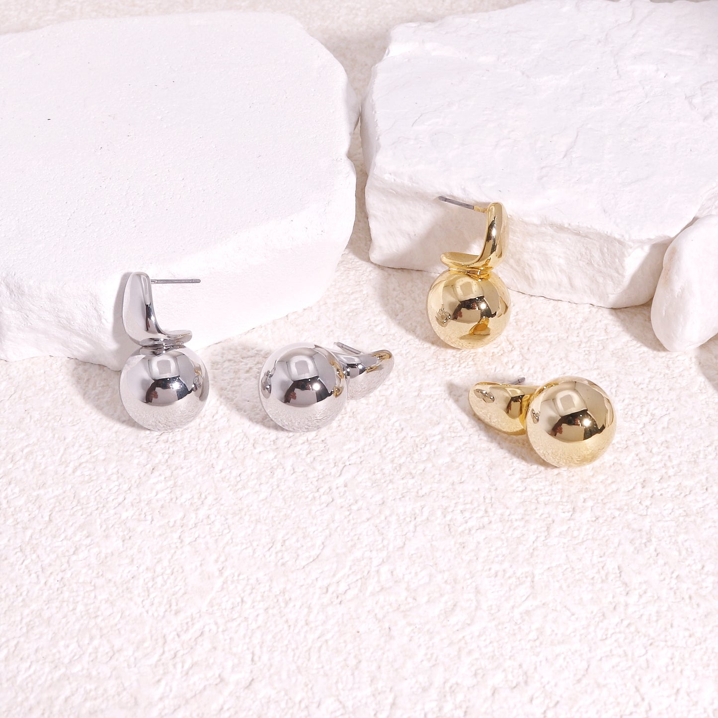 High Polish Spherical Ball Earrings