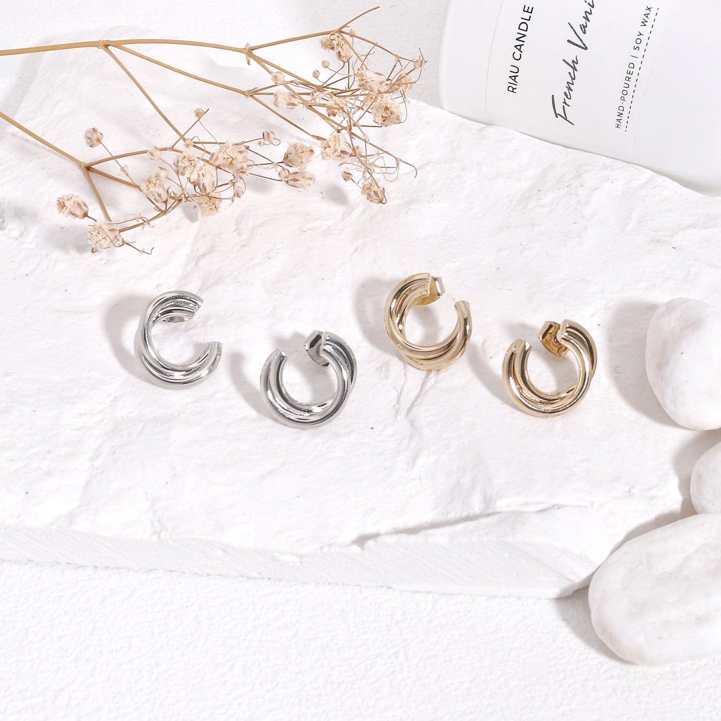 Holly Minimalist Modern Stud Earrings
