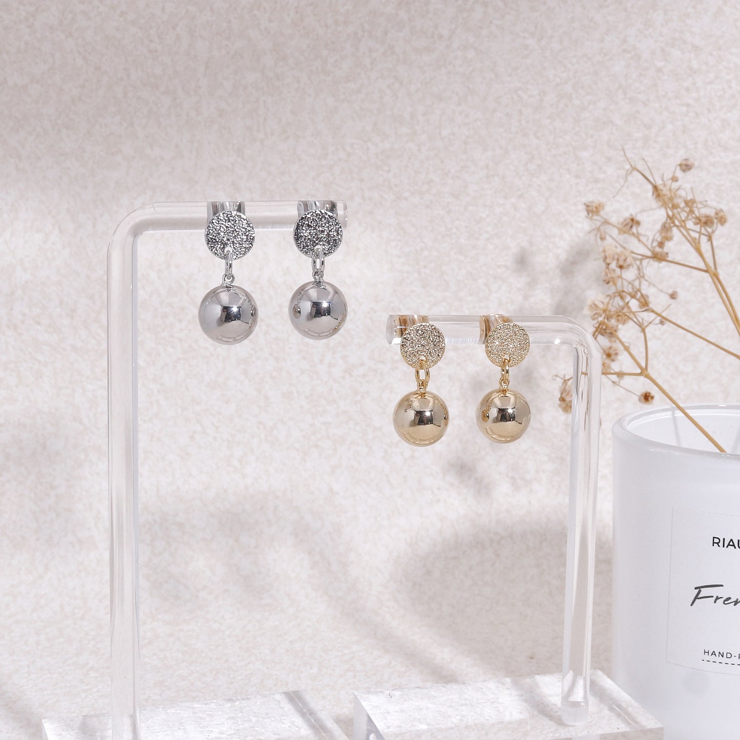 Modern Minimalist Sphere Dangle Earrings