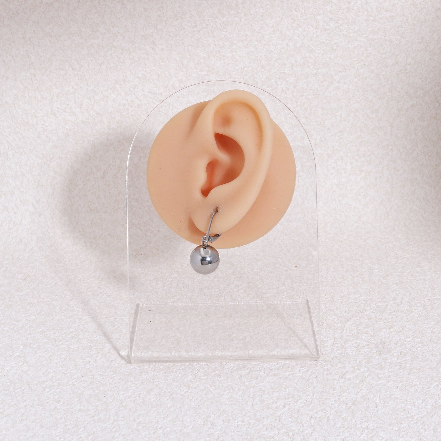 High Polish Steel Spherical Ball Dangle Earrings