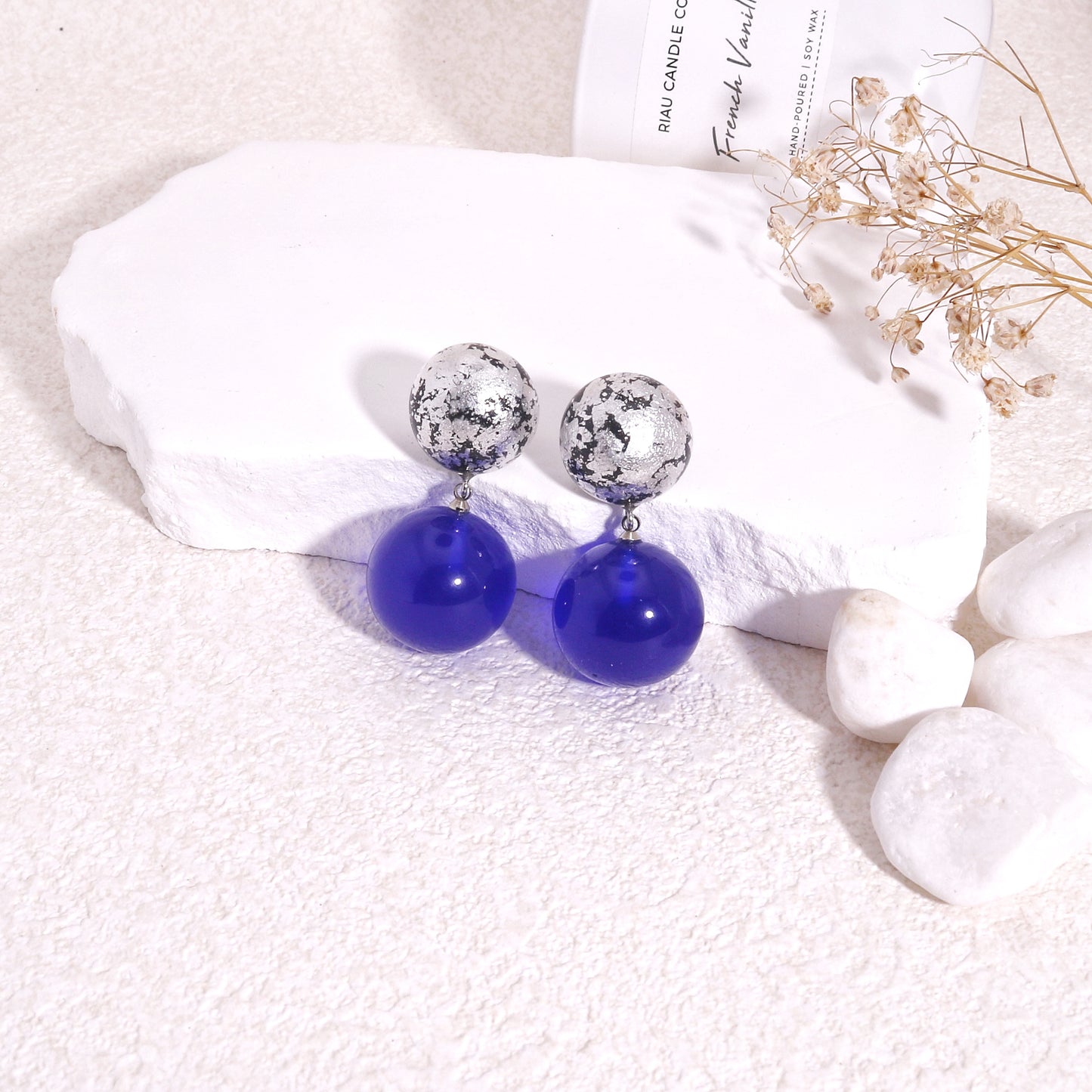 ORBEADZ Luxury Sapphire Sphere Drop Earrings