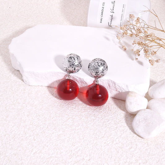 ORBEADZ Luxury Ruby Sphere Drop Earrings