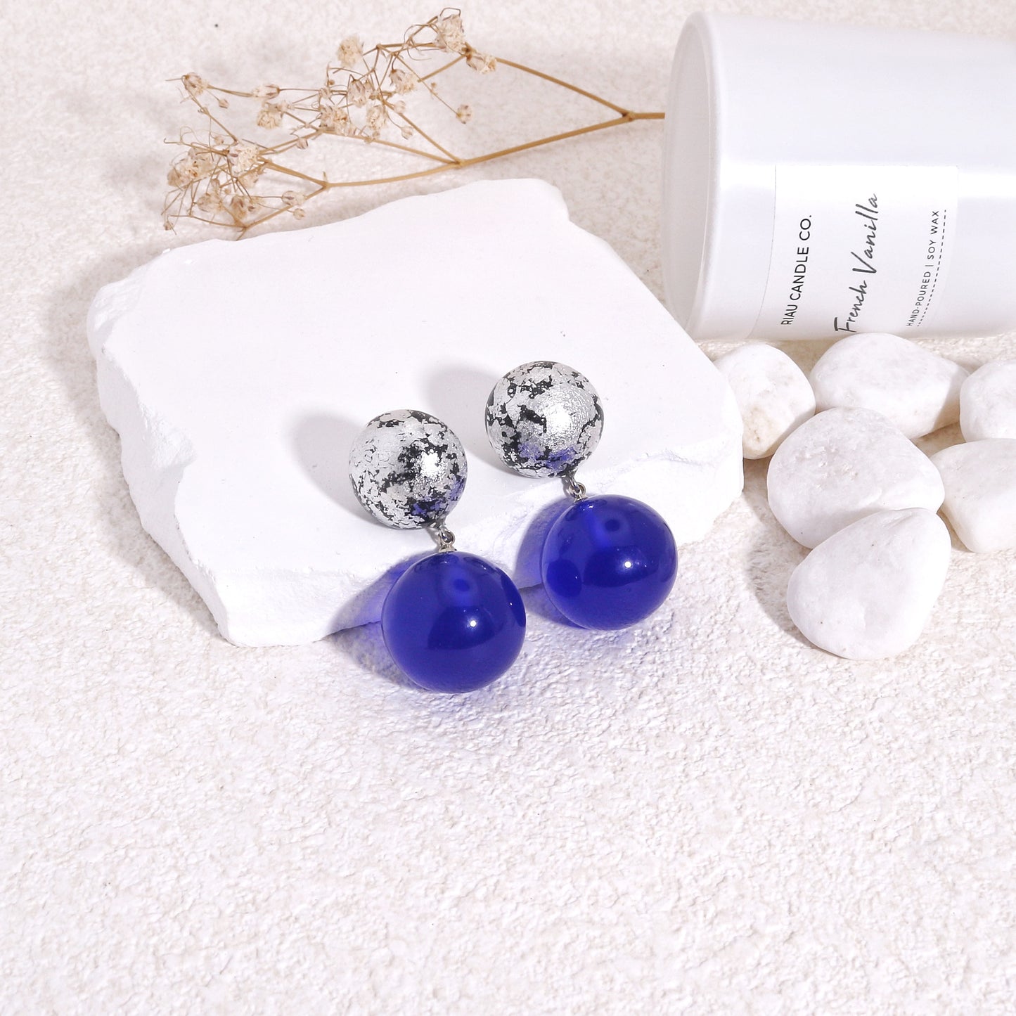 ORBEADZ Luxury Sapphire Sphere Drop Earrings