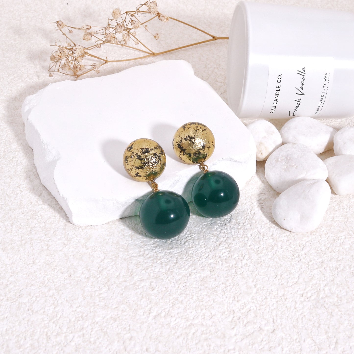 ORBEADZ Luxury Emerald Sphere Drop Earrings