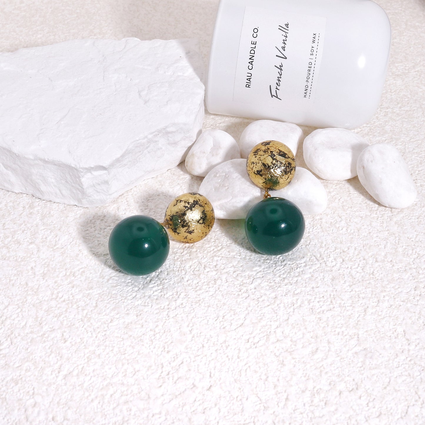 ORBEADZ Luxury Emerald Sphere Drop Earrings