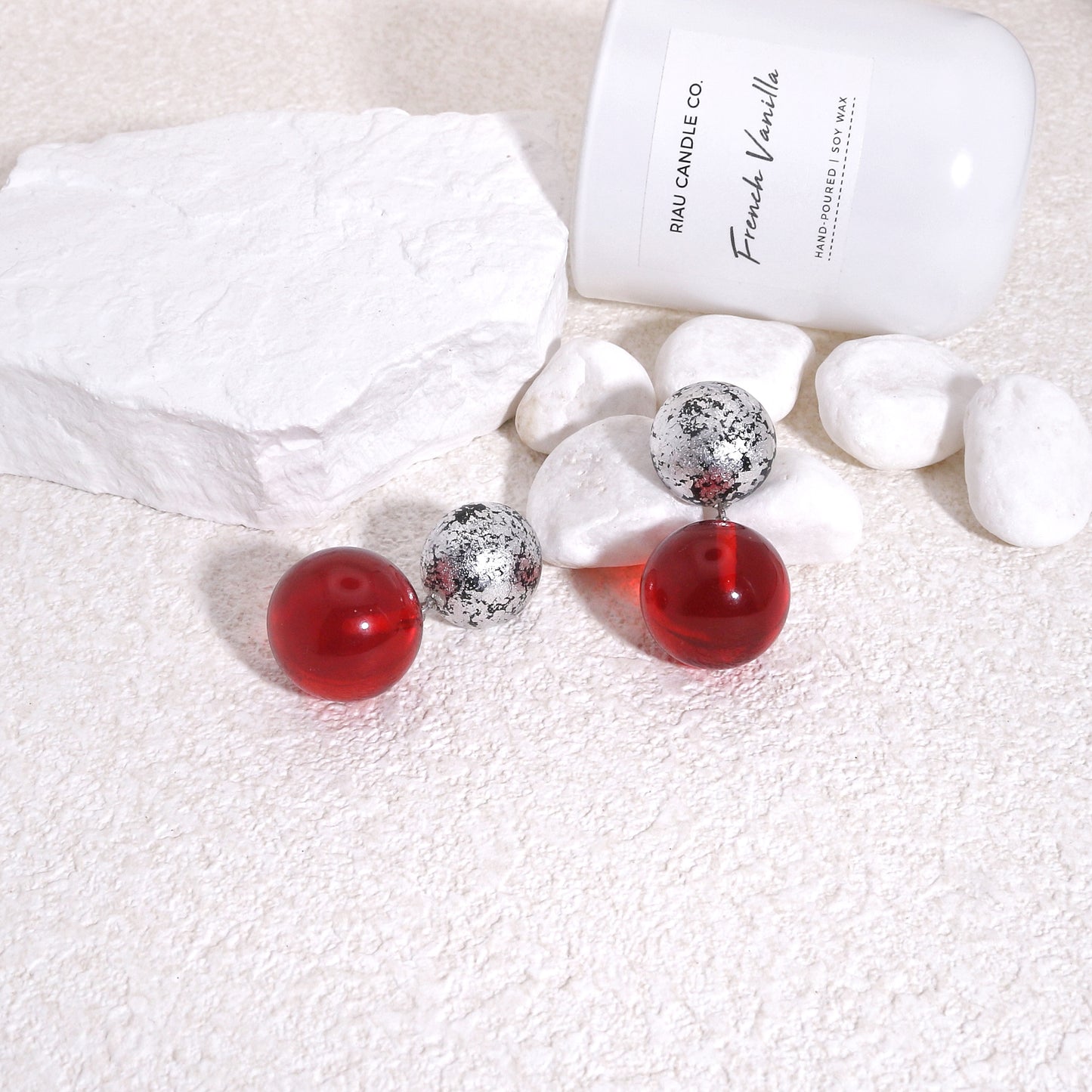 ORBEADZ Luxury Ruby Sphere Drop Earrings