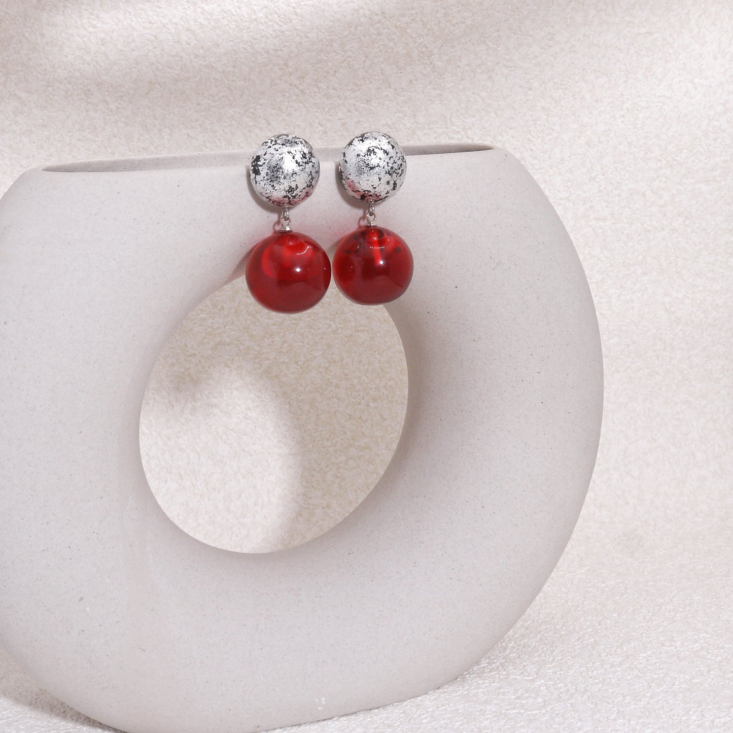ORBEADZ Luxury Ruby Sphere Drop Earrings