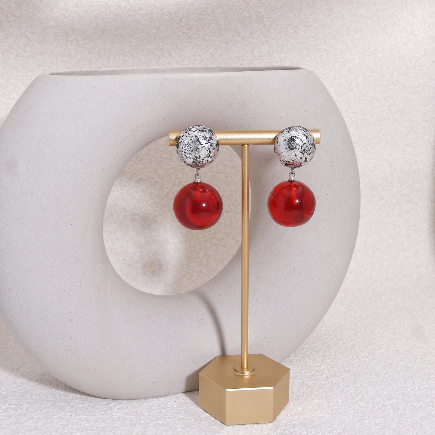 ORBEADZ Luxury Ruby Sphere Drop Earrings