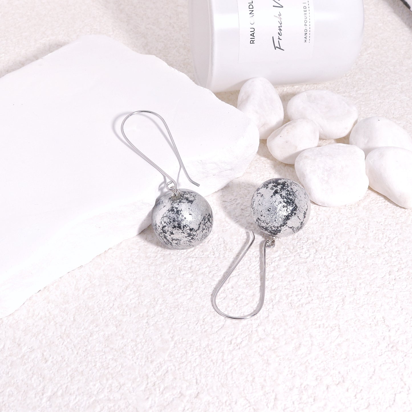 ORBEADZ Minimalist Tattered Sphere Solitaire Earrings