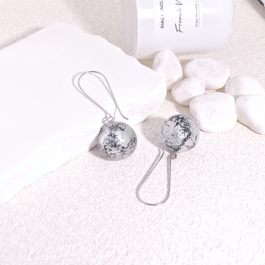 ORBEADZ Minimalist Tattered Sphere Solitaire Earrings
